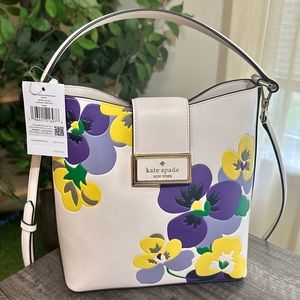 Kate Spade Reegan Pansies Printed Bucket - Crossbody/Shoulder Bag NWT